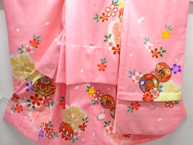 JAPANESE KIMONO / KIDS KIMONO / DRUM WITH RABBIT & SAKURA